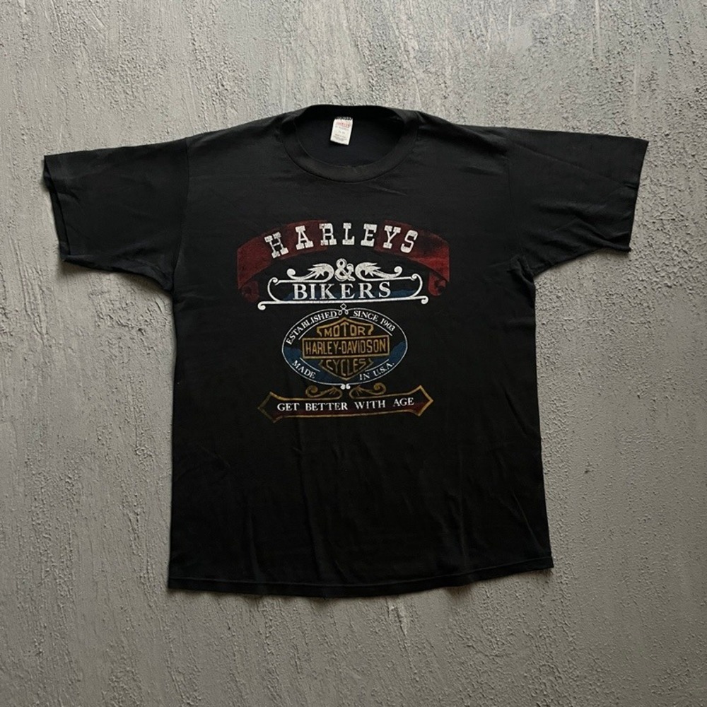 Vintage Harley Davidson Shirt XL Black 1980s Brooklyn New York USA